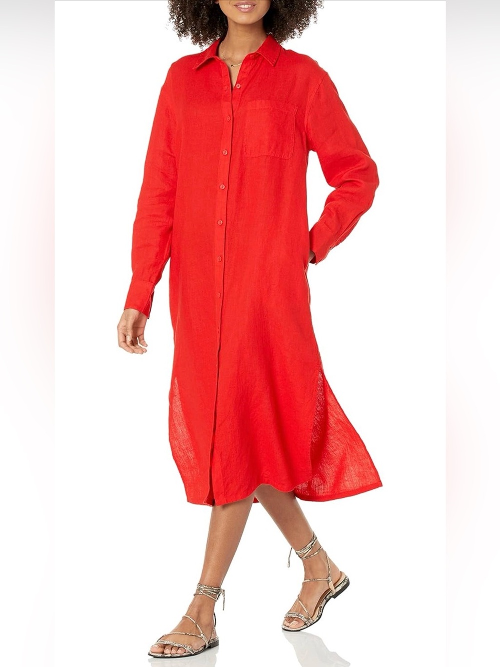 The Drop Women's Fiona Relaxed Linen Shirt Dress